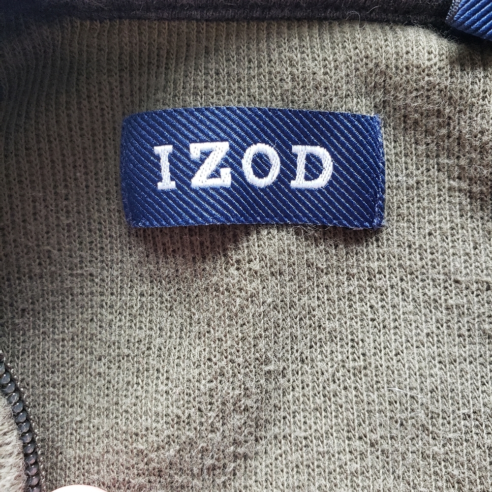 Izod Quarter Zip Long Sleeve Pullover, Grey & Olive Green, Men's XL - Picture 6 of 9